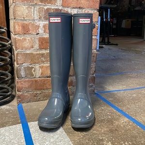 Hunter Womens Original Tall Gloss Gull Grey